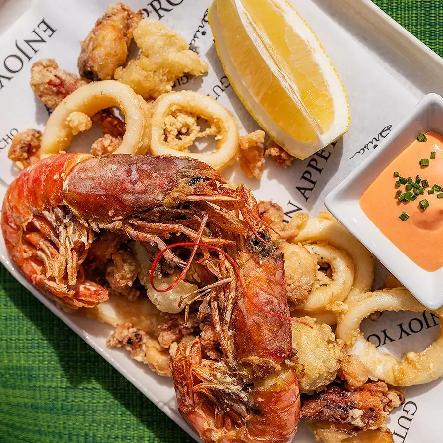 Fried seafood plate